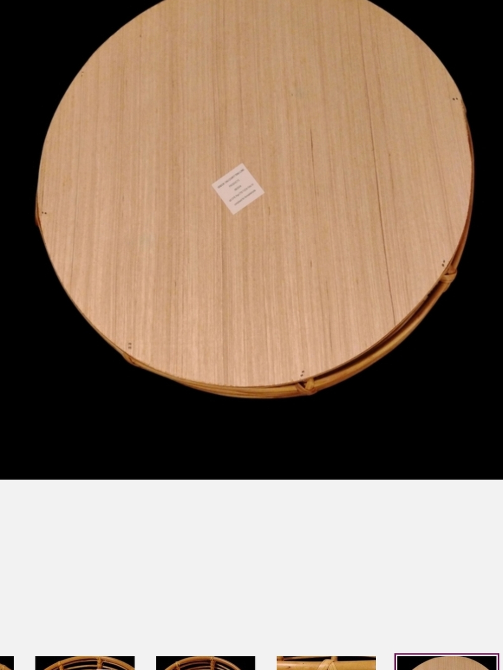 Handcrafted Tan Rattan Round Serving Tray - Picture 3 of 8
